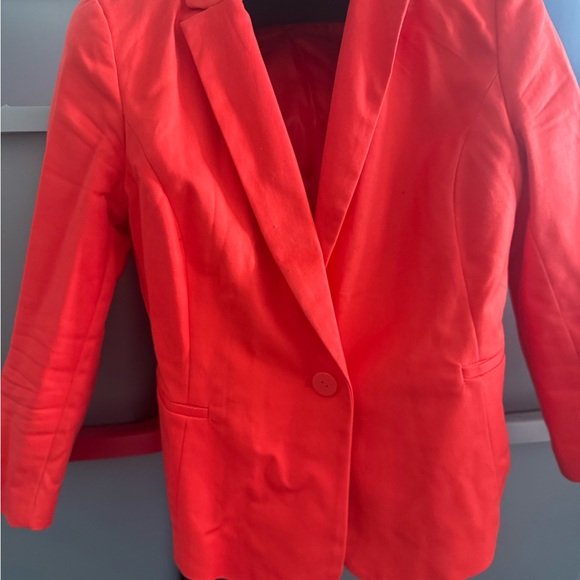 Women's Red Orange Blazer mp1 - Picture 2 of 4